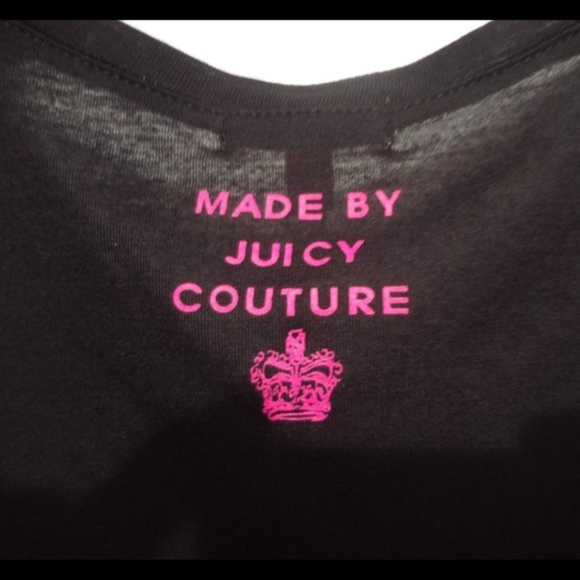 JUICY COUTURE Top Tee Shirt Black Pink Sequin “Selfie” 3/4 Sleeves Size Small - Picture 3 of 4
